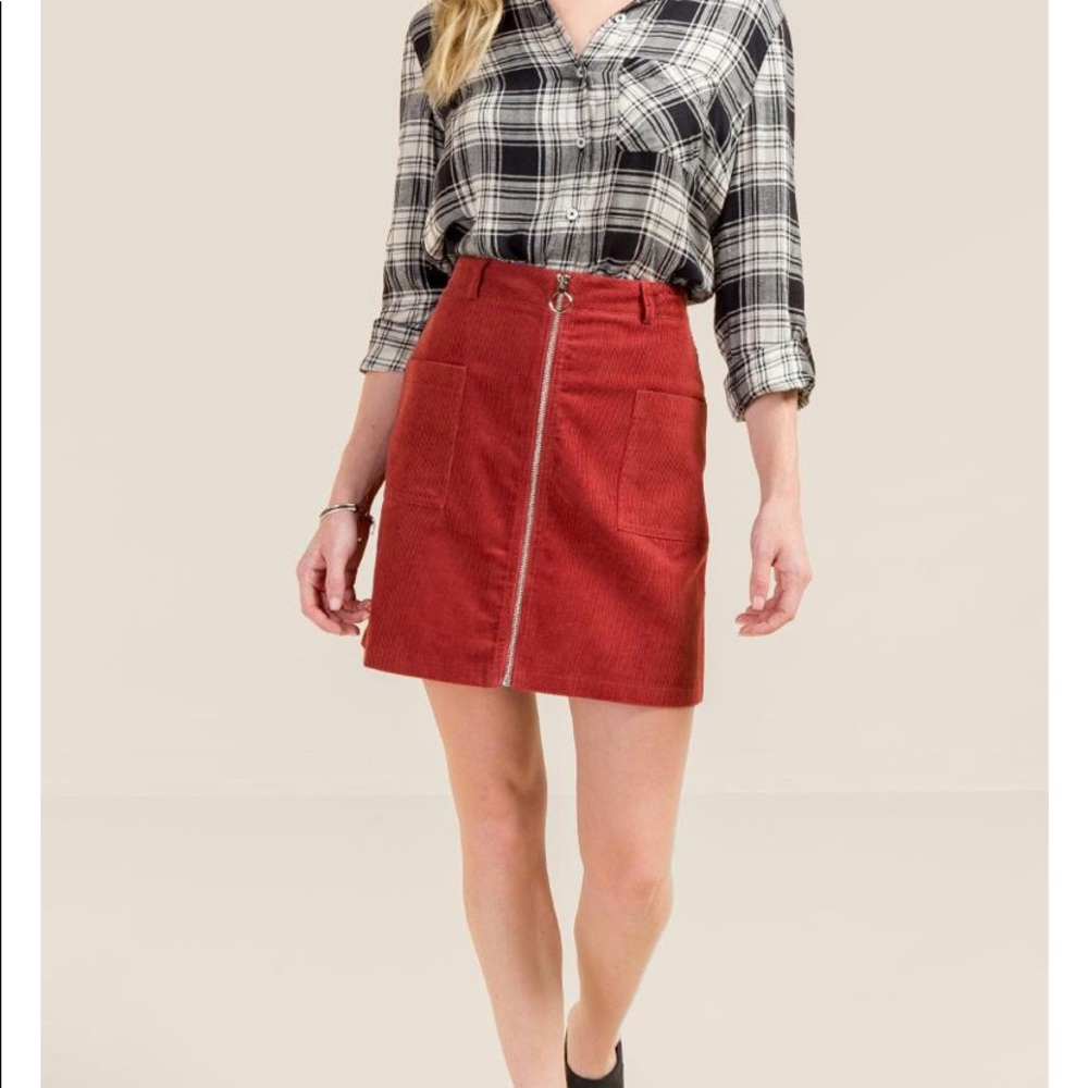 NWT! Black corduroy mini skirt with front zipper